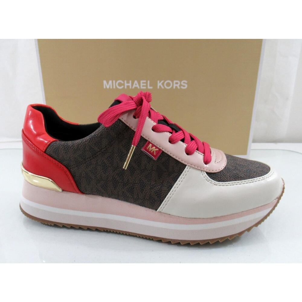 Michael Kors Size 7 Monique Trainer Lace Up Sneakers MK Logo Brown